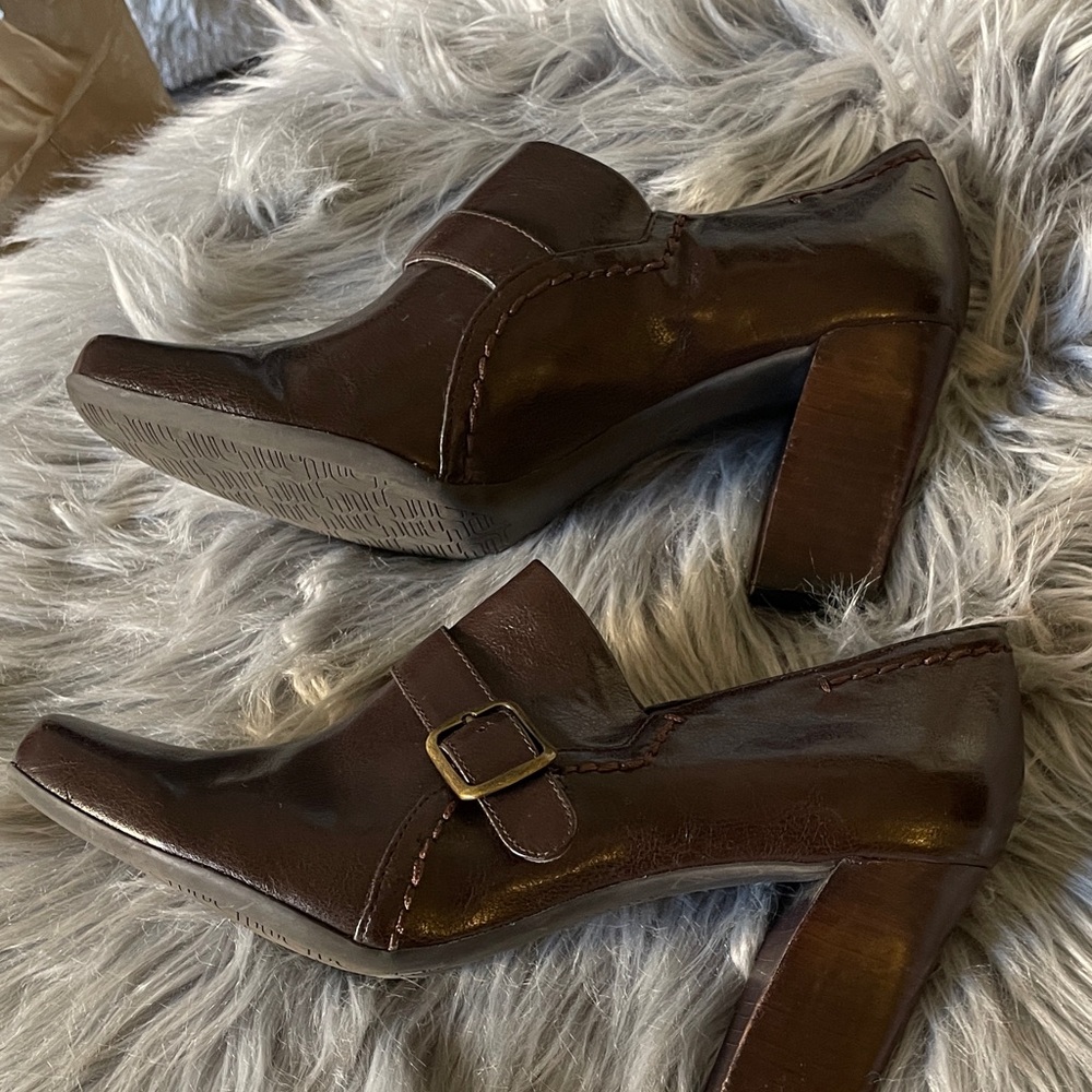 Franco Sarto Dark Brown Leather Heels with Buckle - Picture 5 of 5